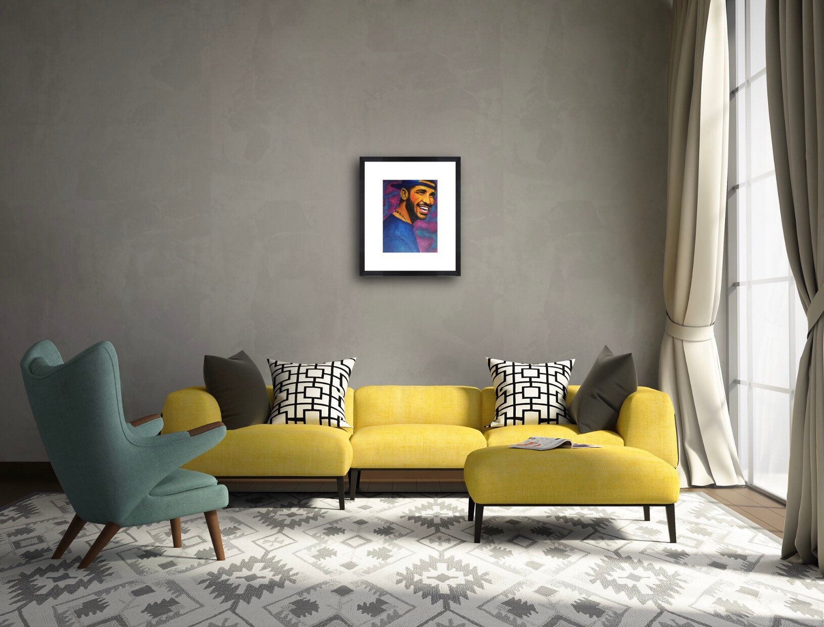 Drake, Fine Art Print, 14", Original, Art, Wall Art, Music, Rap, Vivid, Colors, Hip Hop, Canvas, By Ayanna Monet