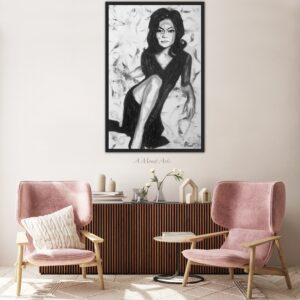 Eartha Kitt 36" Fine Art Print, Celebrity Portrait Painting, Acrylic Paint, Wall Art, Extremely Special, By Ayanna Monet