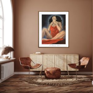 Sensual Beauty 36", Black Art Poster Print, Beautiful Woman Painting, Empowered by Strength and Self Love Wall Art