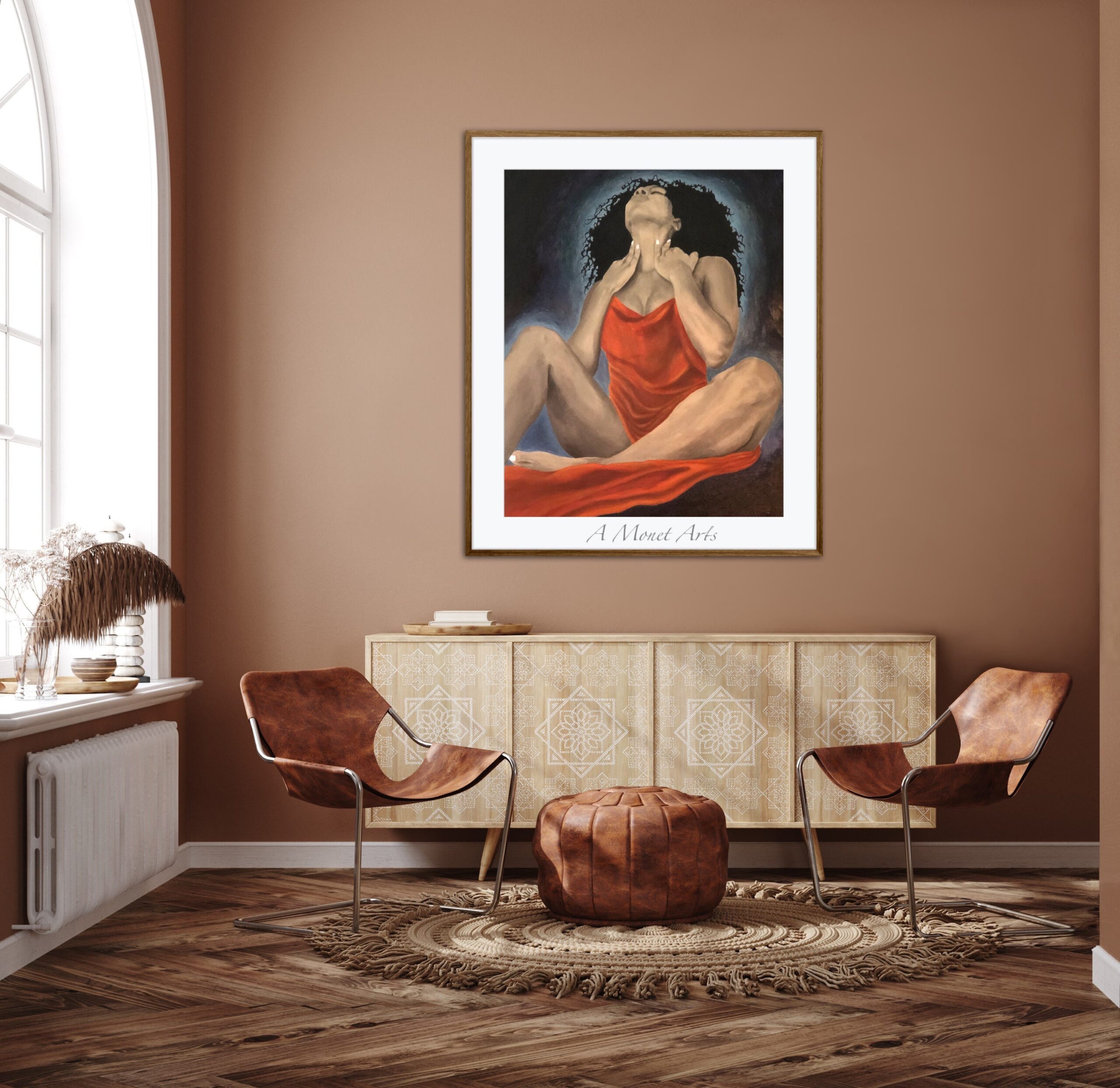 Sensual Beauty 36", Black Art Poster Print, Beautiful Woman Painting, Empowered by Strength and Self Love Wall Art