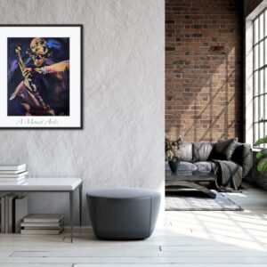 All In The Sax 30", Jazz Wall Art Print, Musician Playing Saxophone Abstract Painting, Colorful Poster Print Artwork for Home Decor Or Gift